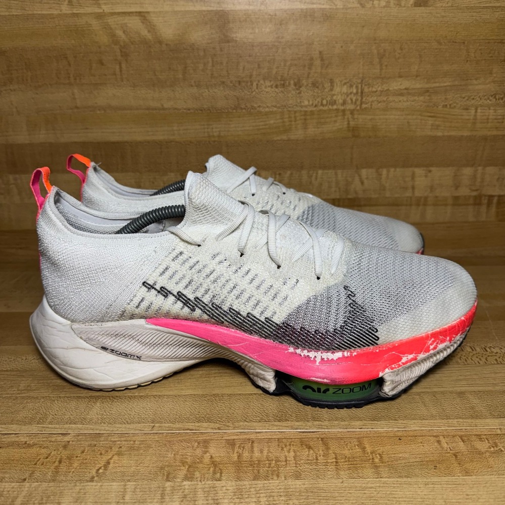 Nike Air Zoom Tempo Next% Flyknit Mens size 13 White Pink Blast DJ5430-100